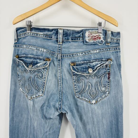 Mek Denim Jeans 38x32 Men’s Blue Salvage Oaxaca Button Fly - Picture 2 of 12